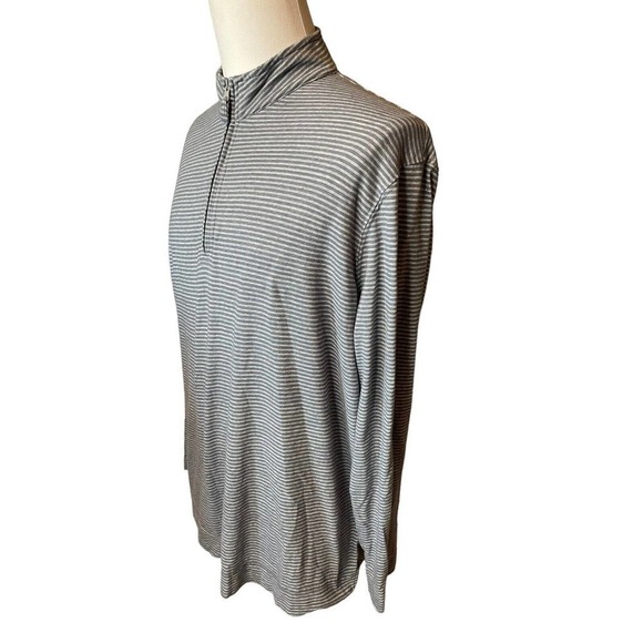 Johnnie-O Hangin Out Harvell Quarter Zip Shirt Men's XL Gray Striped Pullover - Picture 3 of 8